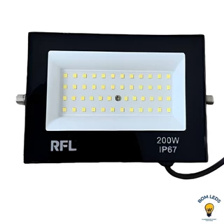 Holofote Led 200W Refletor Bivolt Economico Luz Branco Frio 6500K Resistente A Impacto A Prova Dagua