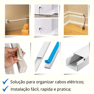 35 Metros Canaleta PVC Preta/Branca 20x10mm Organizador de Fios Sistema ...