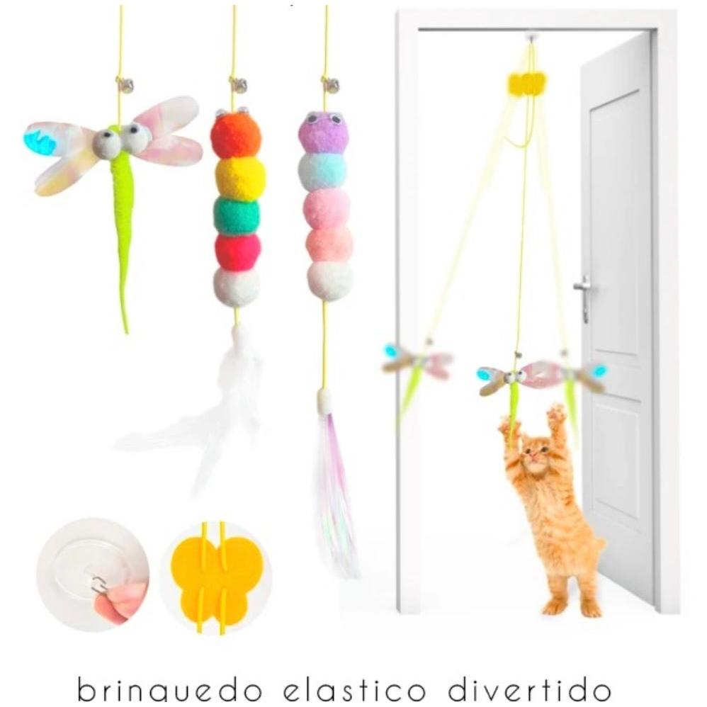 Brinquedo Interativo Elástico Divertido Para Gato com Sino Antiestresse