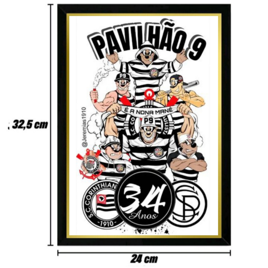 QUADRO DE PAREDE DO CORINTHIANS PAVILHÃO NOVE (COM OU SEM NOME