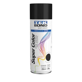 Tinta Spray Tekbond Super Color 350ml Preto Aerosol Artesanato Automotivo Madeira Metal Ceramica