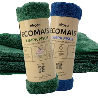 Ecomais Limpa Pisos Área Interna Pano de Chão Pacote 2 Cores em Microfibras 40x60cm