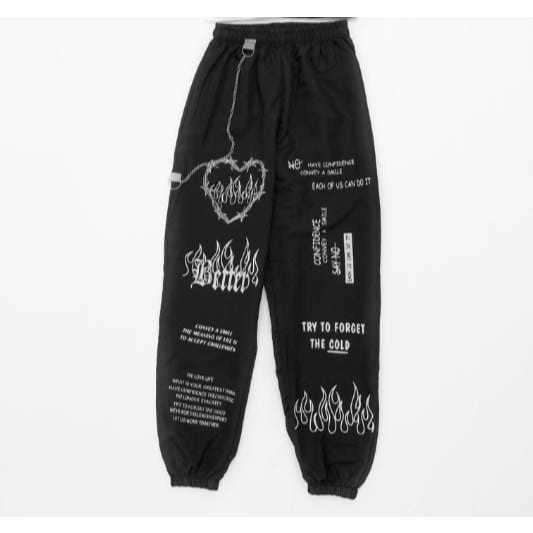 calça jogger tactel gringa com corrente estampada CORAÇAO