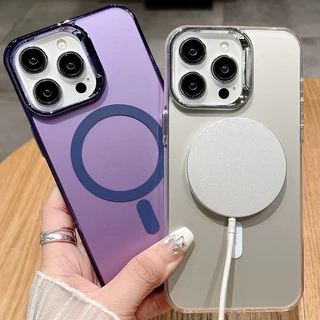 Capinha Capa Premium IMD MagSafe Borda de Silicone Proteção de Câmera Carregamento por Indução iPhone 11 12 13 14 15 Pro Max Plus ProMax Mais Resistente De Alta Qualidade IMD