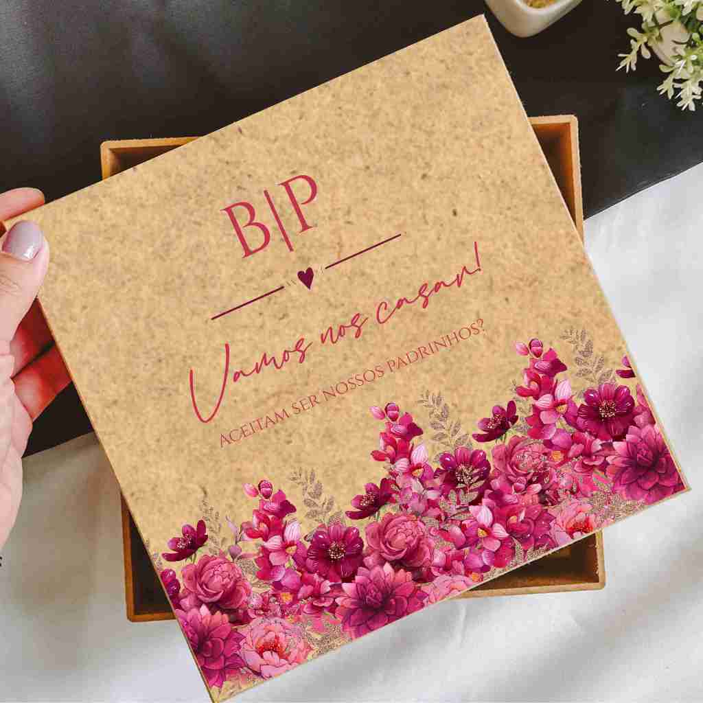 Caixa Personalizada MDF para Casamento Presente Lembrança para Padrinhos, Pais etc