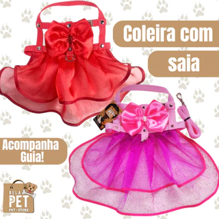 Coleira Peitoral Para Cachorro e Gato Com Saia - Coleira Peitoral Personalizada.