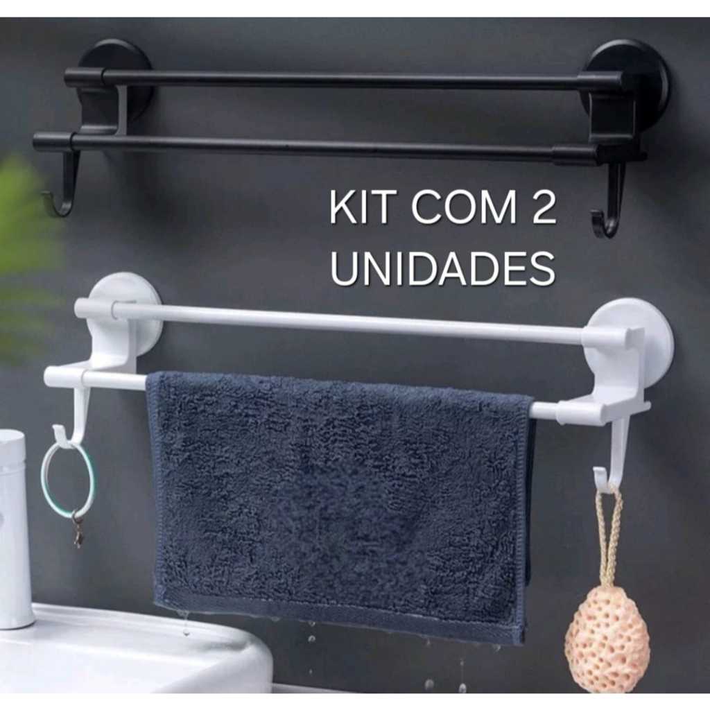 Kit Com 2 Suporte Para Toalha Banheiro Cozinha Com Suporte Adesivo Porta Toalha