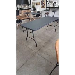 Mesa Dobrável Vira Maleta De Plástico Para Camping 152x72 preta grafite