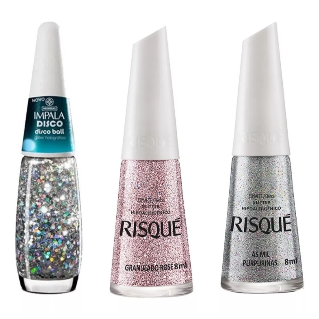 3 Esmalte Glitter / Risqué/impala | Shopee Brasil