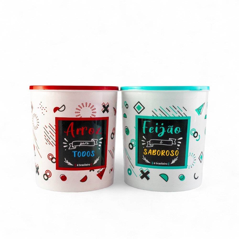 Kit 2 Potes Porta Mantimentos Arroz e Feijão 4 litros