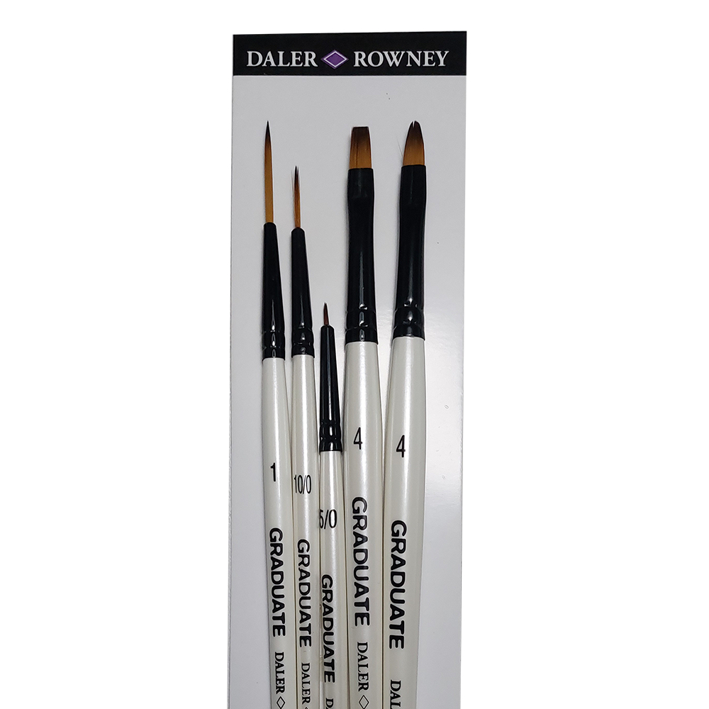 Kit 5un - Pincéis Profissionais para Aquarela e Guache Daler Rowney - Específico para Detalhes