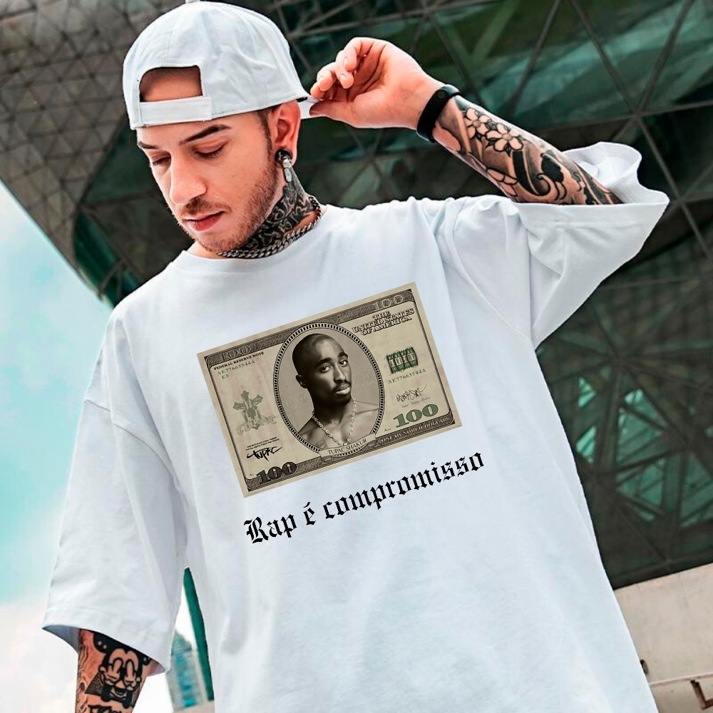 Camiseta Oversized Camisa Estilosa Rap Hip Hop Cantor 2pac Gringo