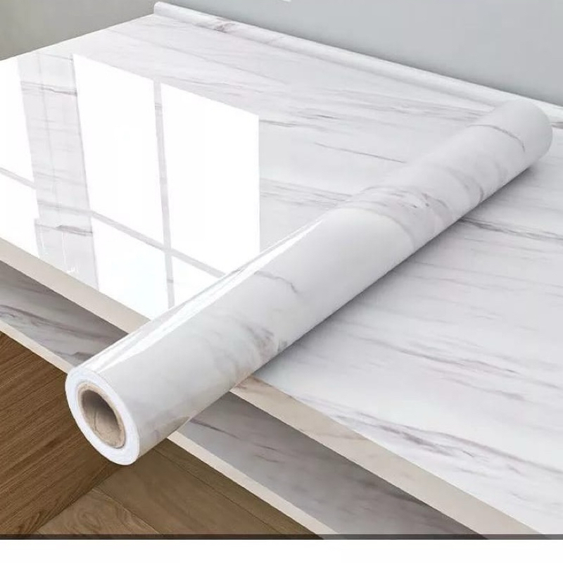 papel de parede Adesivos para cozinha Brilhante Lavável Mármore gelo 3 Metro x 60cm Resistente Agua