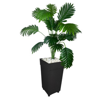 Planta Artificial Palmeira Arranjo + Vaso Grande Rattan Decoração Enfeite Casa — foto 3 — Achou Levou Brasil