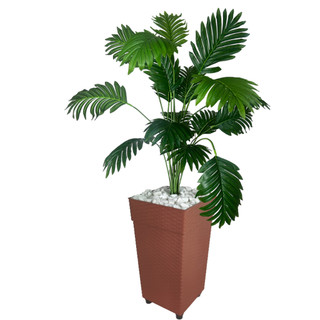 Planta Artificial Palmeira Arranjo + Vaso Grande Rattan Decoração Enfeite Casa — foto 4 — Achou Levou Brasil