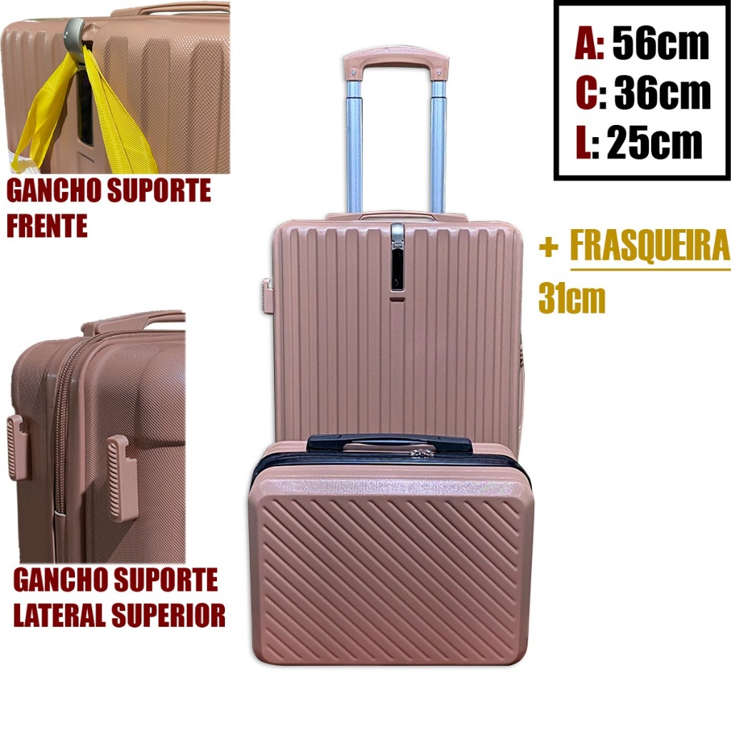 Kit Mala de bordo 10kg e frasqueira ABS conjunto mala de 10kilos com ...