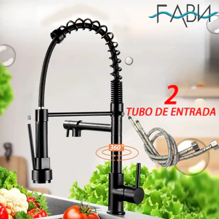Torneira Cozinha Gourmet de Bancada Monocomando Preto Com Spray Flexível Misturador