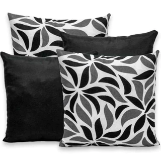 Kit de 4 Capas de Almofadas Estampadas e Lisas (45cm x 45cm) em Gorgurinho e Oxford