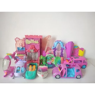 Polly Pocket carrinho e acessórios da Mattel e Outros usado faltando pçs.