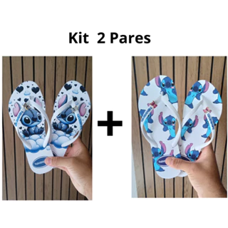 Kit 2 Pares Chinelo Feminino Sandalia De Dedo Personagens Stitch Lançamento