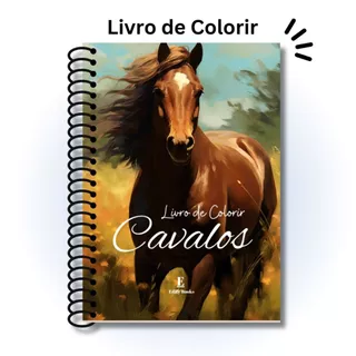Livro de Colorir Adulto Desenhos Cavalos Capa Dura ou Flexível Espiral  A5 gramatura 120g  50 página em Oferta na Shopee