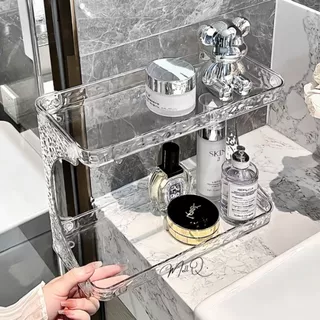 Prateleira Organizador Diamante 2 Andares De Banheiro Mesa Acrílico Porta Maquiagem Beleza Linhas