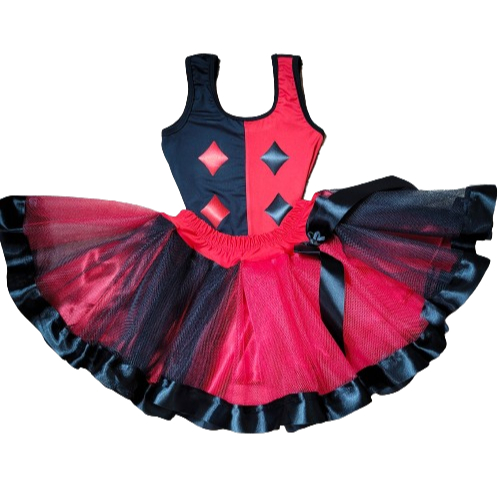 Fantasia similar Arlequina Adulto e infantil preto e vermelho | Shopee ...