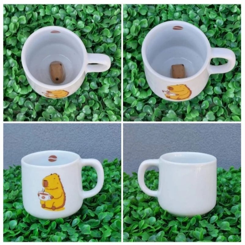 Xícara com capivara dentro 200ml de porcelana
