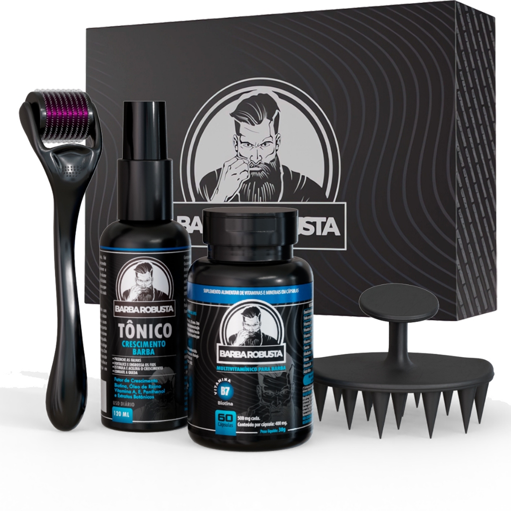Kit Crescer Nascer Barba com Tônico, Esfoliante Cápsula, Dermaroller ...