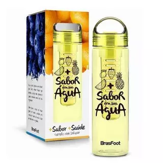 GARRAFA AMARELA COM INFUSOR PARA FRUTAS E CHÁ DIETA AGUA DETOX 700ML