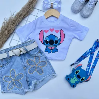 Cropped Infantil Menina Stitch Roupa Menina Moda Infantil