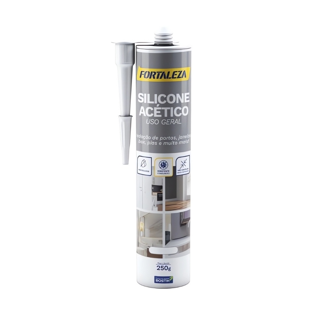 Silicone Acético Transparente Multiuso 250g - Fortaleza
