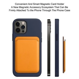 Capa De Couro Com LOGO MagSafe Para Porta Cartão/Carteira Magnética Compartimentos De Bolso