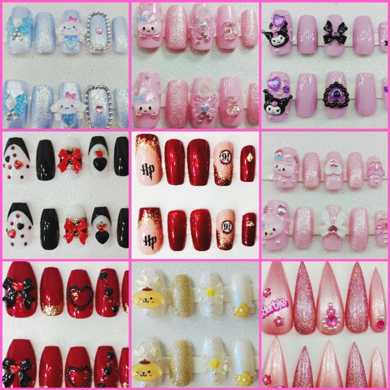 Unha Postiça Decorada Kawaii, Harry Potter, Emilly in Paris, Barbie, Personalizada