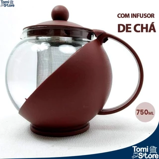 Chaleira Bule Jarra De Vidro Com Infusor Filtro Inox Bule De Chá 750ml Café Promoção