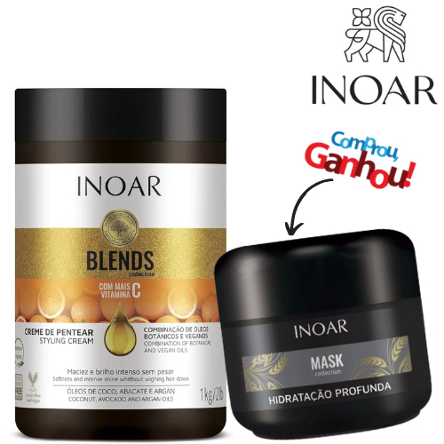 Inoar Blends CREME PARA PENTEAR Protetor Térmico1kg + Máscara Mask ...