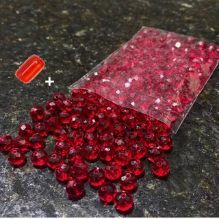 200 contas cristal 8mm Vermelho Transparente + Firma | Guia umbanda candomblé