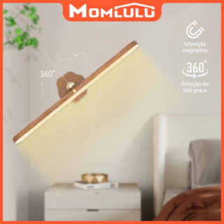 MOMLULU Lâmpada De Luz Nórdica De Madeira LED Iluminação Magnética Luminária Para Cabeceira De Cama Portátil Leitura Recarregável USB TYPE-C