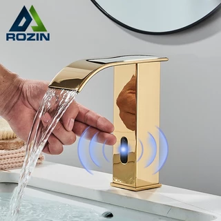 Torneira De Banheiro Com Sensor Para Bacia, Misturador Quente E Frio Dourado/Preto/Cromado