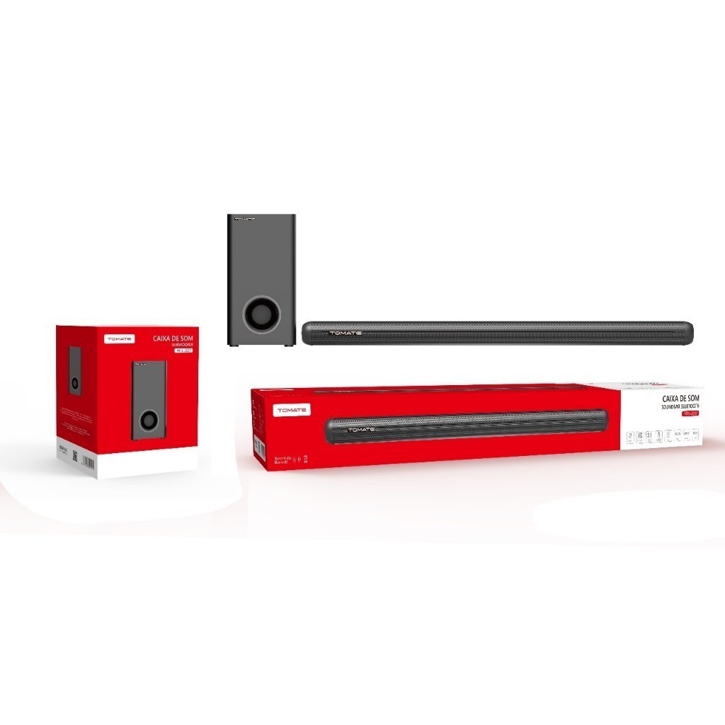 Soundbar 2.1 Tomate Mts 2023 130w Óptica Bluetooth Kit Soundbar e Subwoofer Tomate Bluetooth