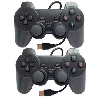 Kit 2 Controle Joystick para PC Laptop Notebook USB Dual com fio