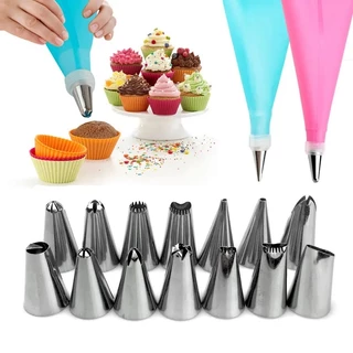 Kit Confeiteiro 16 Bico De Inox de Confeitar - Decoração Artesanal Bolos Cupcakes