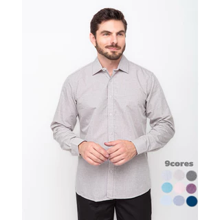 Camisa Social Masculina Manga Comprida Slim Algodao Colorido LL-49
