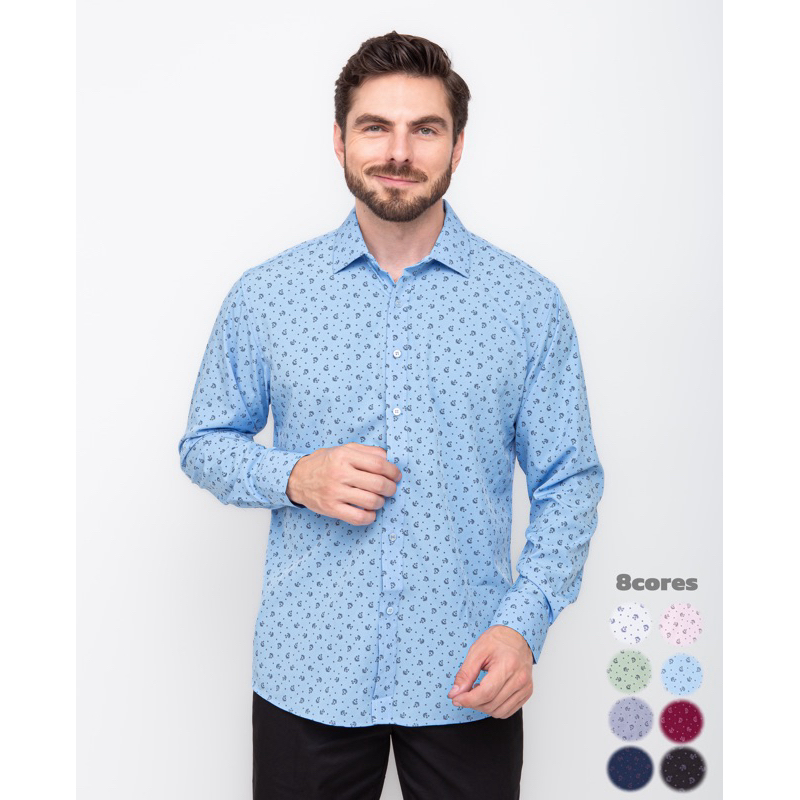 Camisa Social Masculina Manga Comprida Slim LL-38