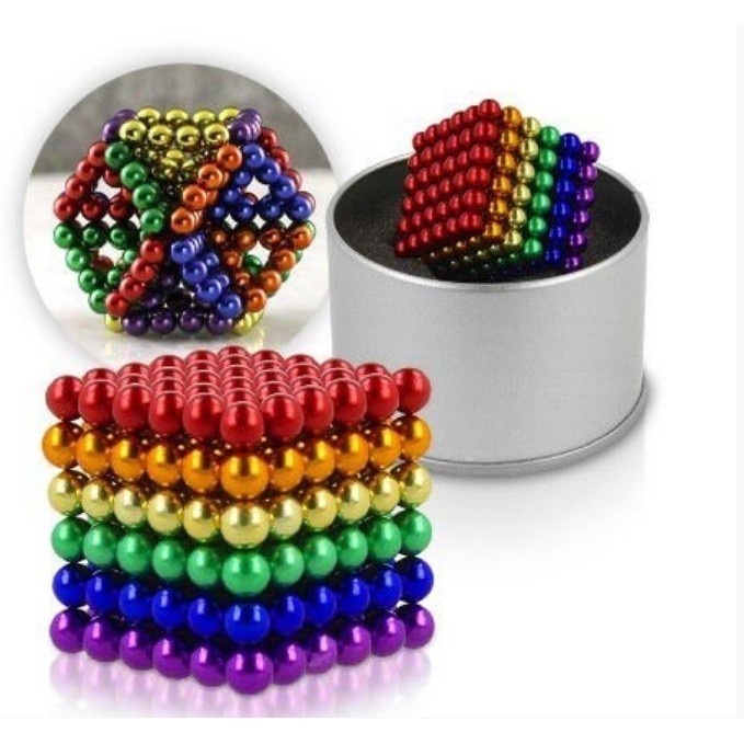 Neocube Bolas Cubo Magnético 216 Esferas 5mm 6 Cores Com Latinha de montar satisfatorio