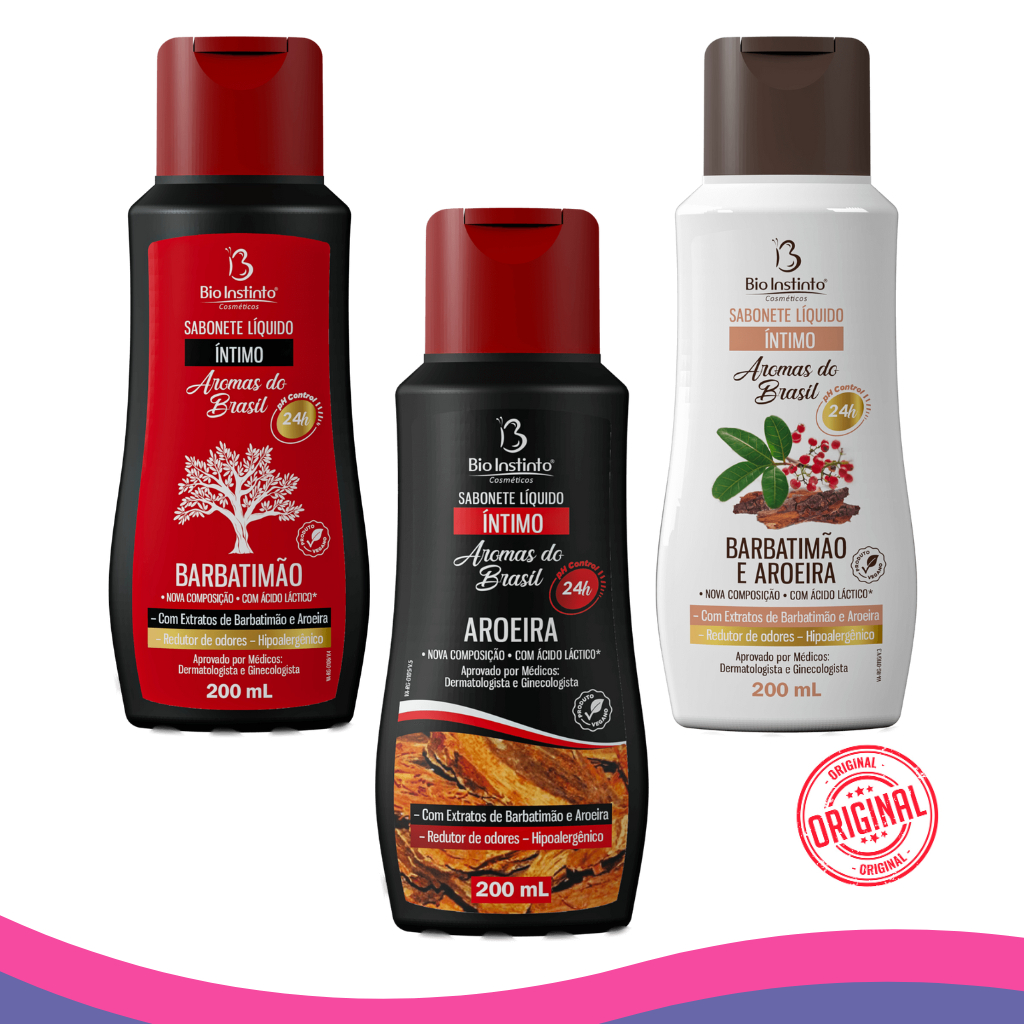 Kit com 3Und Sabonete Líquido Íntimo Aroeira, Barbatimão e Aroeira e ...