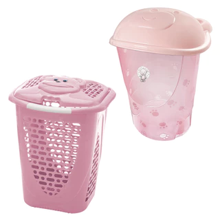 CESTO DE ROUPAS PARA BEBÊ INFANTIL COM TAMPA DE URSO 50L - PLASTIBABY OU ADOLETA