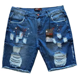 bermuda masculina de jeans c/tinta rasgada de diversos modelos todas com elastano lycra