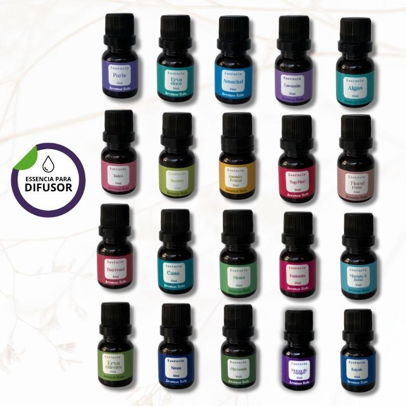 Kit de 10 Essências Aromáticas Variadas, Sortidas - 10ml - Hidrossolúveis