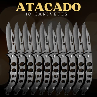 Kit 10 Canivete Faca Tática de Bolso 16cm Pesca Camping Trilha Atacado Revenda Compacto Afiado Leve